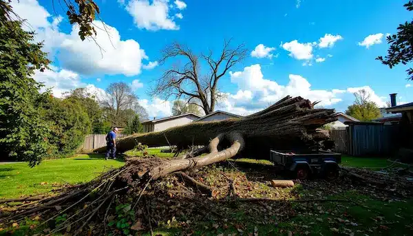 welch tree service removing a fallen tree from storm damage